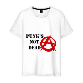 Мужская футболка хлопок с принтом Punk`s not dead , 100% хлопок | прямой крой, круглый вырез горловины, длина до линии бедер, слегка спущенное плечо. | 