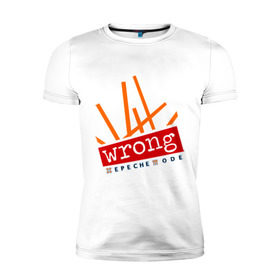 Мужская футболка премиум с принтом Depeche Mode - Wrong , 92% хлопок, 8% лайкра | приталенный силуэт, круглый вырез ворота, длина до линии бедра, короткий рукав | depeche mode | wrong | депеш мод | рок