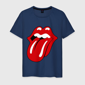 Мужская футболка хлопок с принтом Rolling Stones язык , 100% хлопок | прямой крой, круглый вырез горловины, длина до линии бедер, слегка спущенное плечо. | rolling stones