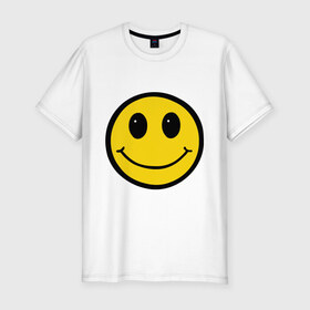 Мужская футболка премиум с принтом Смайл - улыбка , 92% хлопок, 8% лайкра | приталенный силуэт, круглый вырез ворота, длина до линии бедра, короткий рукав | smile | рожица | смайл | смайлик | улыбка | улыбочка