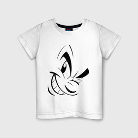 Детская футболка хлопок с принтом Злая рожица , 100% хлопок | круглый вырез горловины, полуприлегающий силуэт, длина до линии бедер | Тематика изображения на принте: ехидное лицо | злая рожица | злая улыбка | злое лицо