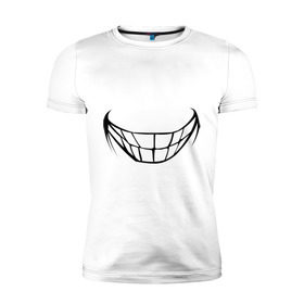 Мужская футболка премиум с принтом Зубастая улыбка , 92% хлопок, 8% лайкра | приталенный силуэт, круглый вырез ворота, длина до линии бедра, короткий рукав | Тематика изображения на принте: зубы | рот | улыбка