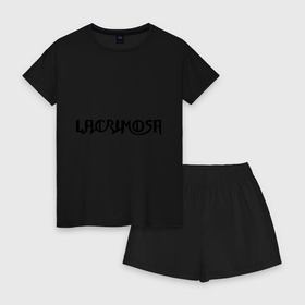 Женская пижама с шортиками хлопок с принтом Lacrimosa логотип , 100% хлопок | футболка прямого кроя, шорты свободные с широкой мягкой резинкой | Тематика изображения на принте: lacrimosa | lacrimosa лого | надпись lacrimosa | панк | рок