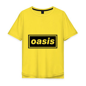 Мужская футболка хлопок Oversize с принтом Oasis логотип , 100% хлопок | свободный крой, круглый ворот, “спинка” длиннее передней части | Тематика изображения на принте: metal | oasis | лого | лого oasis | метал | символика oasis | эмблема  oasis
