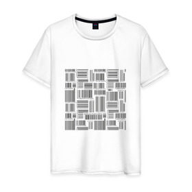 Мужская футболка хлопок с принтом Штрих код , 100% хлопок | прямой крой, круглый вырез горловины, длина до линии бедер, слегка спущенное плечо. | штрих код | штрихкод | штриховой код