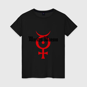 Женская футболка хлопок с принтом Marilen Manson , 100% хлопок | прямой крой, круглый вырез горловины, длина до линии бедер, слегка спущенное плечо | heavy metal | marylin manson | metal | rock | trash metal | мерилин мэнсон | метал | металл | мэнсон | панк | панк рок | рок | трэш метал | хеви метал