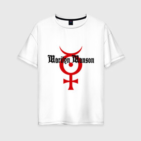 Женская футболка хлопок Oversize с принтом Marilyn Manson , 100% хлопок | свободный крой, круглый ворот, спущенный рукав, длина до линии бедер
 | heavy metal | marylin manson | metal | rock | trash metal | мерилин мэнсон | метал | металл | мэнсон | панк | панк рок | рок | трэш метал | хеви метал