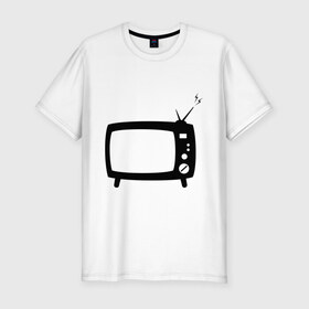 Мужская футболка премиум с принтом Телевизор , 92% хлопок, 8% лайкра | приталенный силуэт, круглый вырез ворота, длина до линии бедра, короткий рукав | Тематика изображения на принте: зомбоящик | тв | телевидение | телевизор | телик | ящик