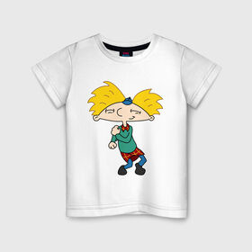 Детская футболка хлопок с принтом Эй, Арнольд! , 100% хлопок | круглый вырез горловины, полуприлегающий силуэт, длина до линии бедер | арнольд | мультик | мультфильм | эй