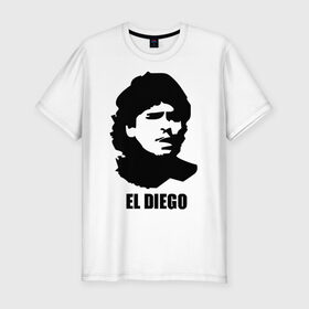 Мужская футболка премиум с принтом Диего Марадона , 92% хлопок, 8% лайкра | приталенный силуэт, круглый вырез ворота, длина до линии бедра, короткий рукав | аргентина | аргентинец | диего марадона | евро 2012 | марадона | футбол