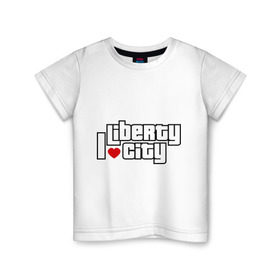 Детская футболка хлопок с принтом GTA I love Liberty city , 100% хлопок | круглый вырез горловины, полуприлегающий силуэт, длина до линии бедер | grand theft auto | gta | i love | liberty city | я люблю