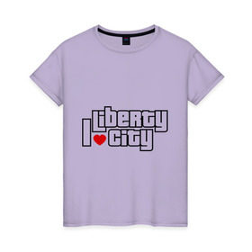 Женская футболка хлопок с принтом GTA I love Liberty city , 100% хлопок | прямой крой, круглый вырез горловины, длина до линии бедер, слегка спущенное плечо | grand theft auto | gta | i love | liberty city | я люблю