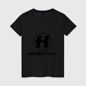 Женская футболка хлопок с принтом Hospital логотип , 100% хлопок | прямой крой, круглый вырез горловины, длина до линии бедер, слегка спущенное плечо | Тематика изображения на принте: heavy metal | metal | rock | trash metal | группа | метал | музыка | рок | трэш метал | хеви метал