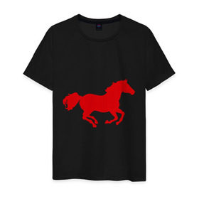 Мужская футболка хлопок с принтом Лошадь (3) , 100% хлопок | прямой крой, круглый вырез горловины, длина до линии бедер, слегка спущенное плечо. | Тематика изображения на принте: животные | конь | лошадь | скакун