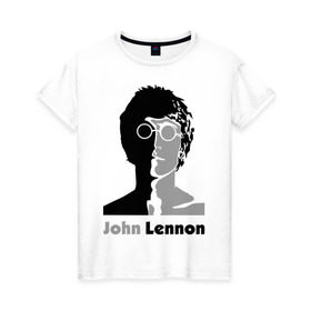 Женская футболка хлопок с принтом John Lennon , 100% хлопок | прямой крой, круглый вырез горловины, длина до линии бедер, слегка спущенное плечо | beatles | john lennon | lennon | битлз | битлс | битлы | леннон