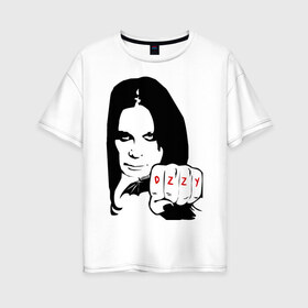 Женская футболка хлопок Oversize с принтом Ozzy Ozborn , 100% хлопок | свободный крой, круглый ворот, спущенный рукав, длина до линии бедер
 | osborn | osbourne | ozzy | озборн | оззи | осборн