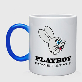 Кружка хамелеон с принтом Playboy soviet style , керамика | меняет цвет при нагревании, емкость 330 мл | playboy | зайчик | зайчонок | заяц | плейбой | плэйбой