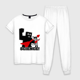 Женская пижама хлопок с принтом Наука , 100% хлопок | брюки и футболка прямого кроя, без карманов, на брюках мягкая резинка на поясе и по низу штанин | robot | игра | наука | научные открытия | научные разработки | приставка | робот | ученый