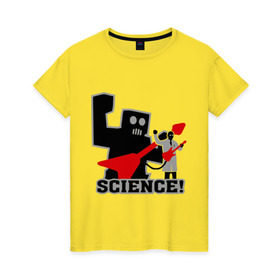 Женская футболка хлопок с принтом Наука , 100% хлопок | прямой крой, круглый вырез горловины, длина до линии бедер, слегка спущенное плечо | robot | игра | наука | научные открытия | научные разработки | приставка | робот | ученый