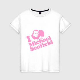 Женская футболка хлопок с принтом Scofield , 100% хлопок | прямой крой, круглый вырез горловины, длина до линии бедер, слегка спущенное плечо | scofield