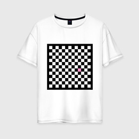 Женская футболка хлопок Oversize с принтом Шахматная эмо-доска , 100% хлопок | свободный крой, круглый ворот, спущенный рукав, длина до линии бедер
 | emo | розовый квадрат | субкультуры | шахматная доска | шахматы | эмо | эмо шахматы