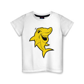 Детская футболка хлопок с принтом Веселая акула , 100% хлопок | круглый вырез горловины, полуприлегающий силуэт, длина до линии бедер | акула | веселая акула | животные | хищник