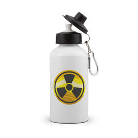 Бутылка спортивная с принтом Радиоактив , металл | емкость — 500 мл, в комплекте две пластиковые крышки и карабин для крепления | radiation | radioactive | радиация
