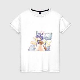 Женская футболка хлопок с принтом Девочка с игрушками , 100% хлопок | прямой крой, круглый вырез горловины, длина до линии бедер, слегка спущенное плечо | anime | аниме | анимэ