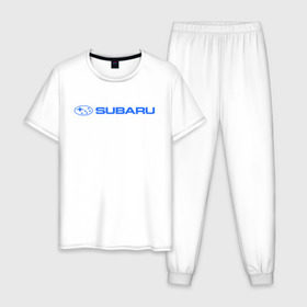 Мужская пижама хлопок с принтом Subaru (3) , 100% хлопок | брюки и футболка прямого кроя, без карманов, на брюках мягкая резинка на поясе и по низу штанин
 | auto | subaru | авто | автобренды | автомобиль | субарик | субару | тачки