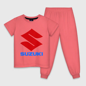 Детская пижама хлопок с принтом Suzuki , 100% хлопок |  брюки и футболка прямого кроя, без карманов, на брюках мягкая резинка на поясе и по низу штанин
 | suzuki | авто | автомобили | автомобиль | бренд | бренды | логотип | машины | сузуки | тачки