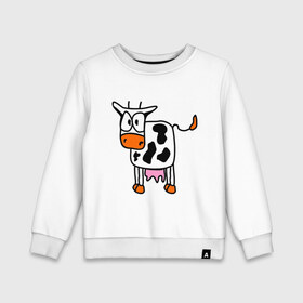 Детский свитшот хлопок с принтом Корова - буренка , 100% хлопок | круглый вырез горловины, эластичные манжеты, пояс и воротник | cow | буренка | животные | корова | крс | скот
