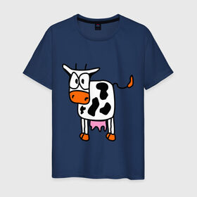 Мужская футболка хлопок с принтом Корова - буренка , 100% хлопок | прямой крой, круглый вырез горловины, длина до линии бедер, слегка спущенное плечо. | cow | буренка | животные | корова | крс | скот