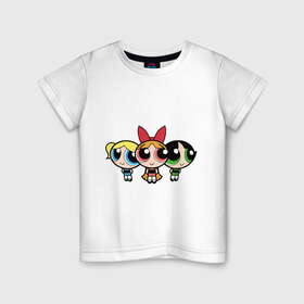 Детская футболка хлопок с принтом Три девочки , 100% хлопок | круглый вырез горловины, полуприлегающий силуэт, длина до линии бедер | 