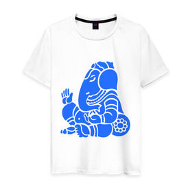 Мужская футболка хлопок с принтом Ганеша , 100% хлопок | прямой крой, круглый вырез горловины, длина до линии бедер, слегка спущенное плечо. | Тематика изображения на принте: слон