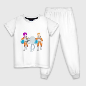 Детская пижама хлопок с принтом Футурама - Бендер держит голову , 100% хлопок |  брюки и футболка прямого кроя, без карманов, на брюках мягкая резинка на поясе и по низу штанин
 | bender | futurama | бендер | футурама