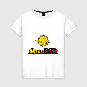Женская футболка хлопок с принтом Open BSD , 100% хлопок | прямой крой, круглый вырез горловины, длина до линии бедер, слегка спущенное плечо | linux | openbsd | линукс | программа | софт