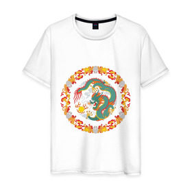 Мужская футболка хлопок с принтом China dragon , 100% хлопок | прямой крой, круглый вырез горловины, длина до линии бедер, слегка спущенное плечо. | china dragon | tribal | дракон | китайский дракон | трайбл | узор