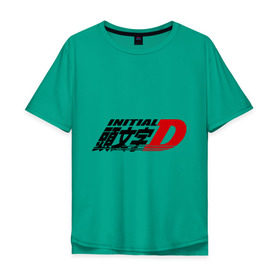 Мужская футболка хлопок Oversize с принтом Initial D , 100% хлопок | свободный крой, круглый ворот, “спинка” длиннее передней части | jdm style | авто | автомобиль | логотип аниме 
