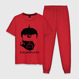 Мужская пижама хлопок с принтом Neuropunk , 100% хлопок | брюки и футболка прямого кроя, без карманов, на брюках мягкая резинка на поясе и по низу штанин
 | music | neuropunk | музыка | музыкальные стили | нейрофанк