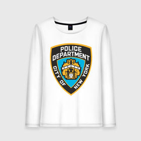 Женский лонгслив хлопок с принтом N Y P D , 100% хлопок |  | new york | nypd | police | police department | нью йорк