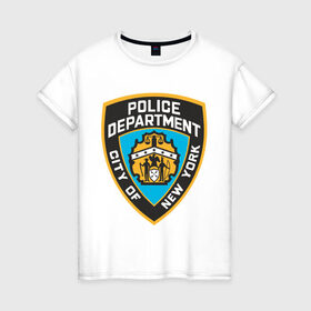 Женская футболка хлопок с принтом N.Y.P.D. , 100% хлопок | прямой крой, круглый вырез горловины, длина до линии бедер, слегка спущенное плечо | new york | nypd | police | police department | нью йорк