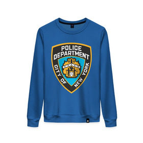 Женский свитшот хлопок с принтом N.Y.P.D. , 100% хлопок | прямой крой, круглый вырез, на манжетах и по низу широкая трикотажная резинка  | new york | nypd | police | police department | нью йорк