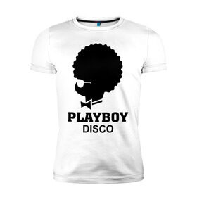 Мужская футболка премиум с принтом Playboy disco , 92% хлопок, 8% лайкра | приталенный силуэт, круглый вырез ворота, длина до линии бедра, короткий рукав | disco | play boy | playboy | диско | зайчик | плей бой | плейбой