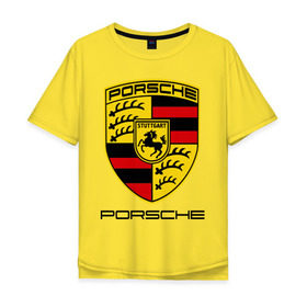 Мужская футболка хлопок Oversize с принтом Porsche (2) , 100% хлопок | свободный крой, круглый ворот, “спинка” длиннее передней части | porsche | авто2012 | логотип порше | порш | порше | поршель | символ порше