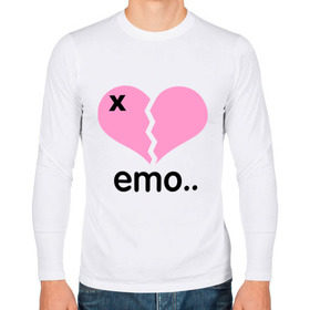 Мужской лонгслив хлопок с принтом Сердце эмо , 100% хлопок |  | emo | пловинка сердца | розовое сердце | сердце | сердце эмо | субкультуры | эмо