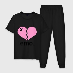 Мужская пижама хлопок с принтом Сердце эмо , 100% хлопок | брюки и футболка прямого кроя, без карманов, на брюках мягкая резинка на поясе и по низу штанин
 | emo | пловинка сердца | розовое сердце | сердце | сердце эмо | субкультуры | эмо