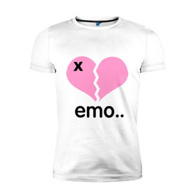 Мужская футболка премиум с принтом Сердце эмо , 92% хлопок, 8% лайкра | приталенный силуэт, круглый вырез ворота, длина до линии бедра, короткий рукав | emo | пловинка сердца | розовое сердце | сердце | сердце эмо | субкультуры | эмо