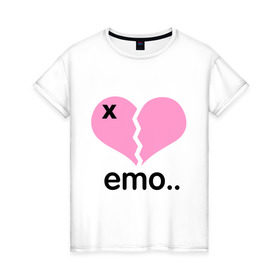 Женская футболка хлопок с принтом Сердце эмо , 100% хлопок | прямой крой, круглый вырез горловины, длина до линии бедер, слегка спущенное плечо | emo | пловинка сердца | розовое сердце | сердце | сердце эмо | субкультуры | эмо