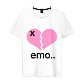 Мужская футболка хлопок с принтом Сердце эмо , 100% хлопок | прямой крой, круглый вырез горловины, длина до линии бедер, слегка спущенное плечо. | emo | пловинка сердца | розовое сердце | сердце | сердце эмо | субкультуры | эмо