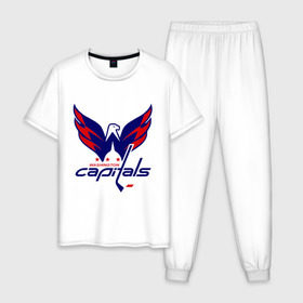 Мужская пижама хлопок с принтом Овечкин (Washington Capitals) , 100% хлопок | брюки и футболка прямого кроя, без карманов, на брюках мягкая резинка на поясе и по низу штанин
 | национальная хоккейная лига | нхл